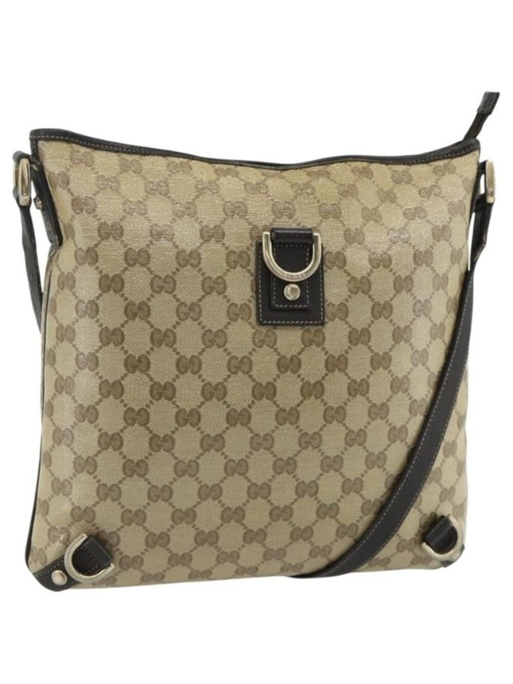 Authentic GUCCI GG Crystal Abbey Bag Coated Canvas Outlet Gold Brown 268642